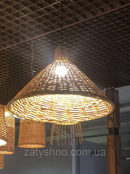 Люстра плетеная конусная | светильник из лозы | плетеная люстра с лозы Киев - изображение 3