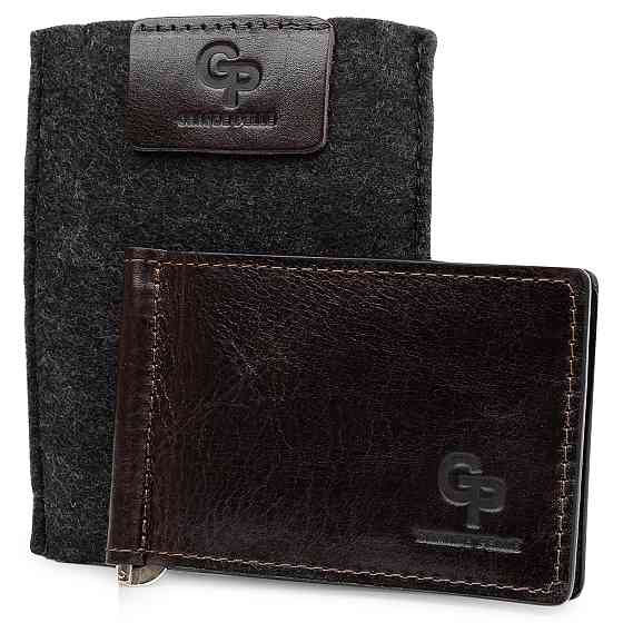 Чоловічий практичний затиск для грошей Темно-коричневий (GRANDE PELLE) Київ