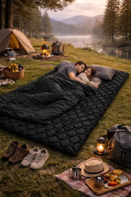 Матрас коврик надувной NMN-208 туристический с подушкой с чехлом 190 х 120 х 5 см Чёрный Коломия - фото 1