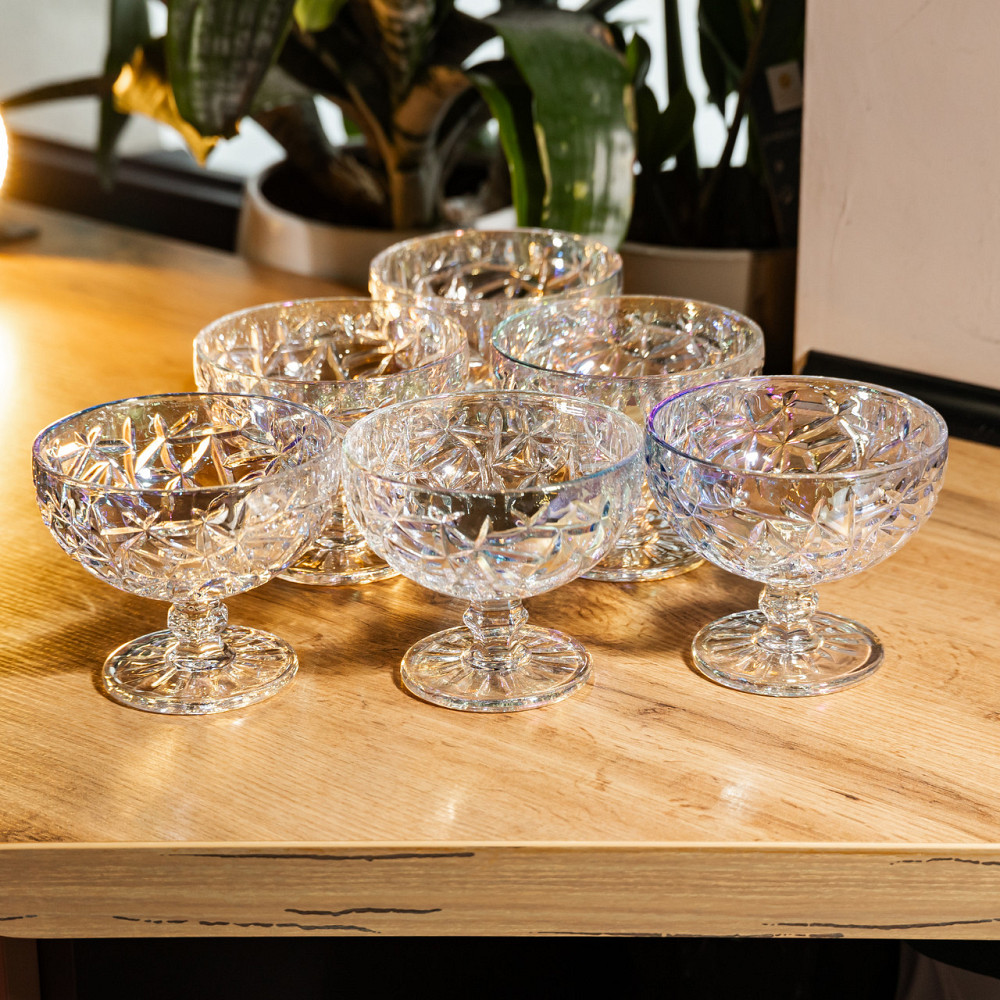 Набір креманок на ніжці 6 штук 340 мл скляні креманки для морозива желе та десертів HP-19-177 Київ - фото 3