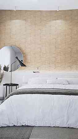 Шпалери вінілові на флізеліні Marburg Travertino 1.06х10 фігури трикутники смуги структурні коричневі 3д Київ