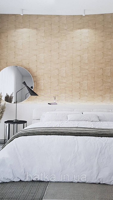 Шпалери вінілові на флізеліні Marburg Travertino 1.06х10 фігури трикутники смуги структурні коричневі 3д Київ - фото 1