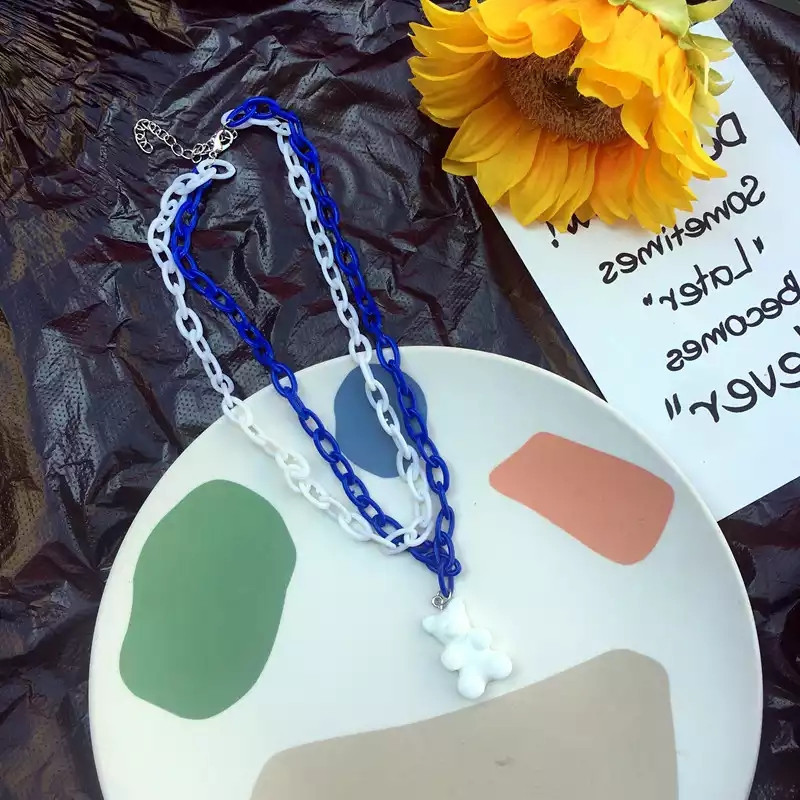 Підвіска ведмедик, білий + синій - довжина 40см, мишко 2,6 см, смола, пластик Київ - фото 1