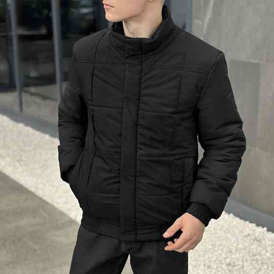 Черная мужская демисезонная куртка без капюшона весна осень Pobedov Axmont Киев