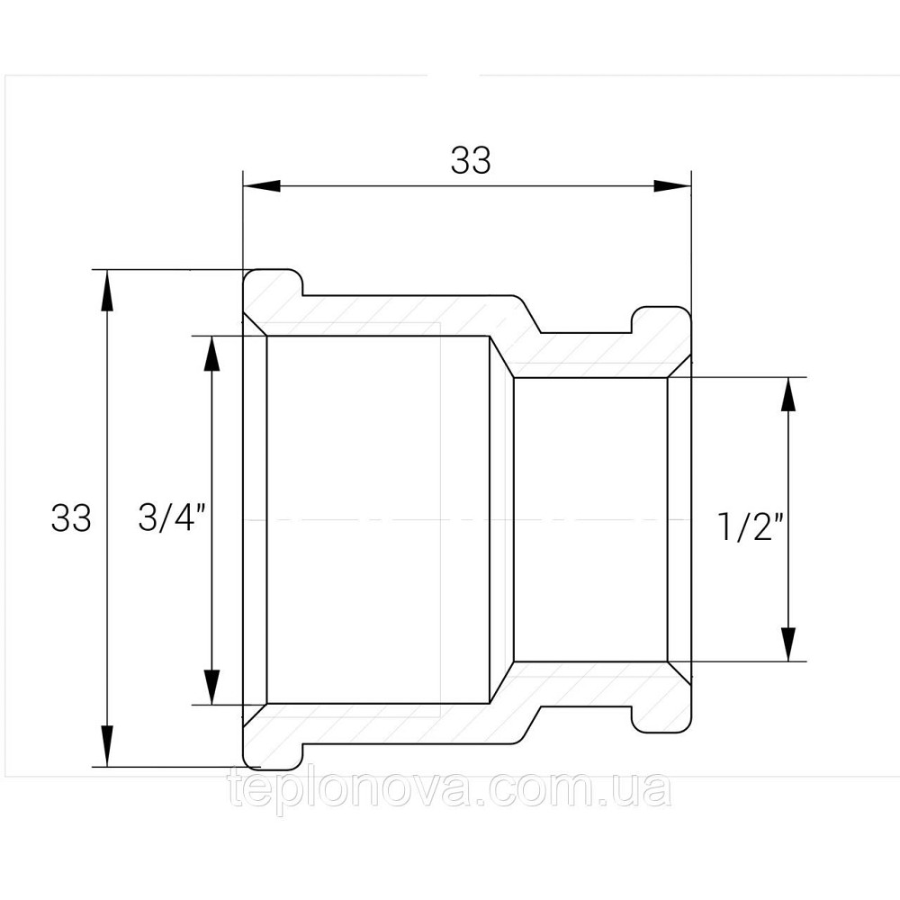 Муфта редукційна 3/4| х1/2" ВВ нікельована NM431L OPTIMUM Чернівці - фото 3