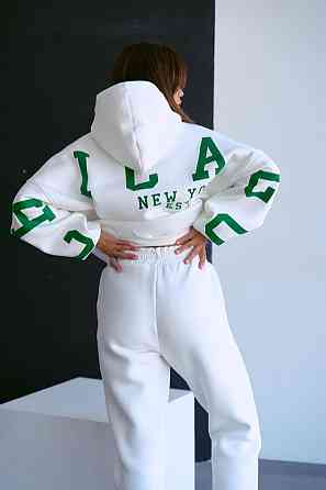 Женский стильный повседневный костюм Chicago с двойным капюшоном Молочный, 48/50 Одесса