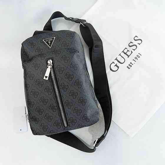 Мужская сумка бананка на пояс и на грудь (слинг) Guess (7517) серая Киев