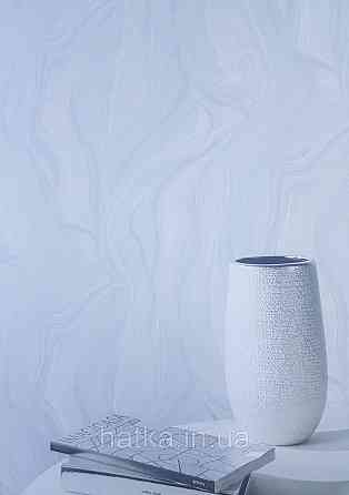 Шпалери вінілові на флізеліні Grandeco Illusion метрові абстракція геометрія хвилі смуги блакитні білі Київ