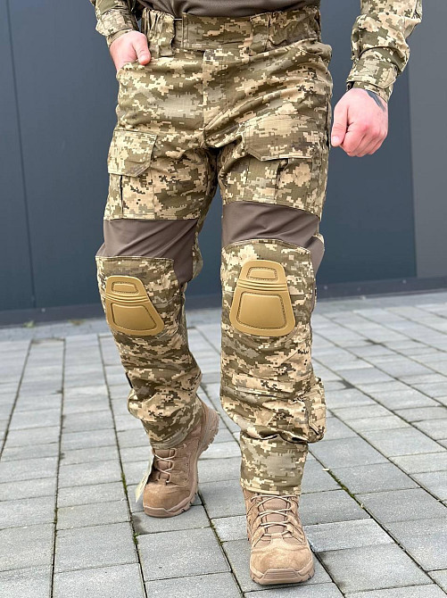 Чоловічі літні армійські посилені штани штурмові піксель ,тактичні шатни ріп стоп з наколінниками і липучками під коліно Львів - фото 4