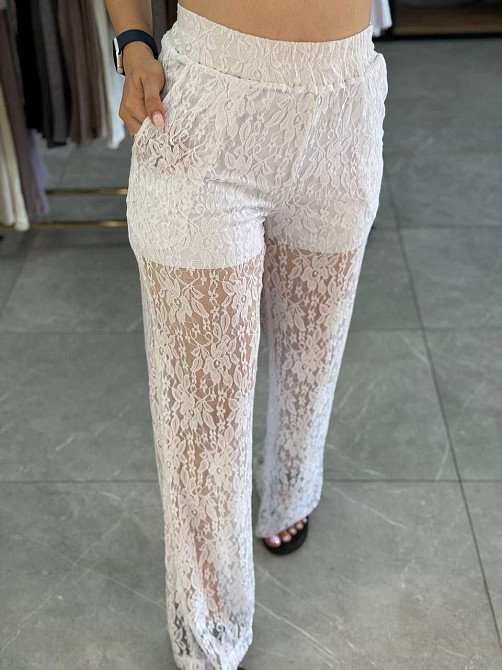 Жіночі мереживні штани на гумці з кишенями гіпюр 46/48 Одеса - фото 1
