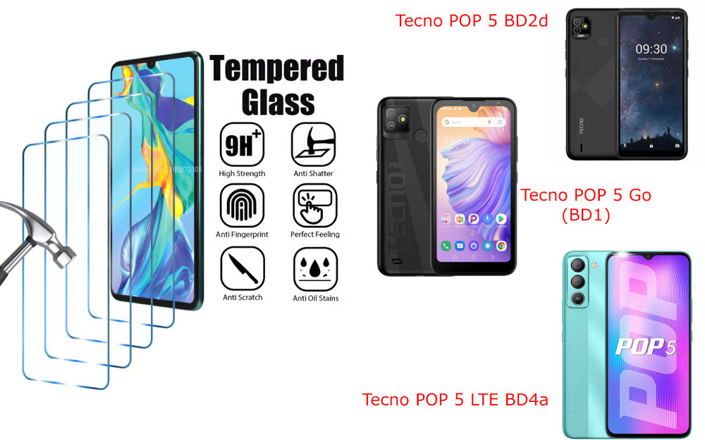 Захисне скло ArmorGlass для Tecno POP 5 BD2d, POP 5 Go (BD1), POP 5 LTE BD4a – стійке до подряпин та ударів Київ - фото 1