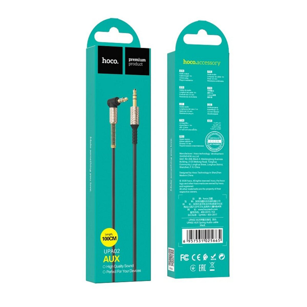 Аудiо кабель HOCO UPA02 AUX Spring Audio cable, колір чорний 6957531025665 Одеса - фото 6