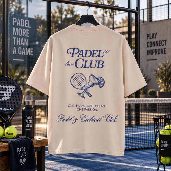 Футболка для паделу Padel Club з принтом на спині, бежева унісекс M Чернівці