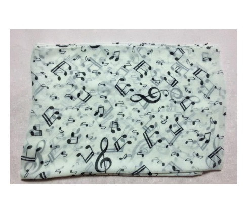 Женский белый шарф с нотами с дефектом (есть зеленые пятнышка) - размер шарфа приблизительно 150*47см Киев - изображение 2