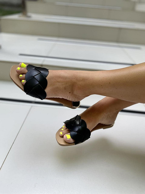 Seben Жіночі шльопанці зі штучної шкіри на низькому ходу чорні класичні Seben T125-1 р. 39-41 Коломыя - изображение 9