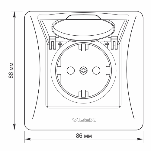 BINERA білий Розетка внутрішня 1-а із заземленням з кришкою Videx Житомир - изображение 2