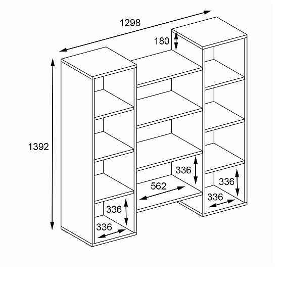 Стелаж для книг VAYS D-8 Бетон-Білий, сучасна полиця, ЛДСП 130×30×140 см - для дому, офісу, вітальні Львів