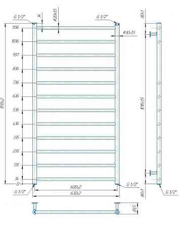 Водяной полотенцесушитель Mario INOX Флет 1170х630/600 Киев