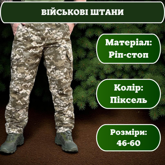 Военные летние штаны пиксель рип-стоп тактические мужские ЗСУ, для армии и полевых задач 54 Львов