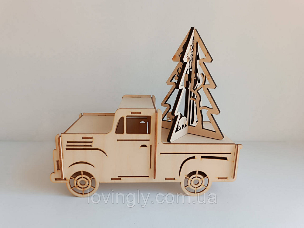 Новогодняя инсталляция грузовик 30 см с елкой. Ирпень - изображение 1
