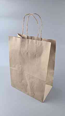 Пакет с ручками бумажный крафт бурий 260х150х350, 90г/м2 (25 шт) Харьков