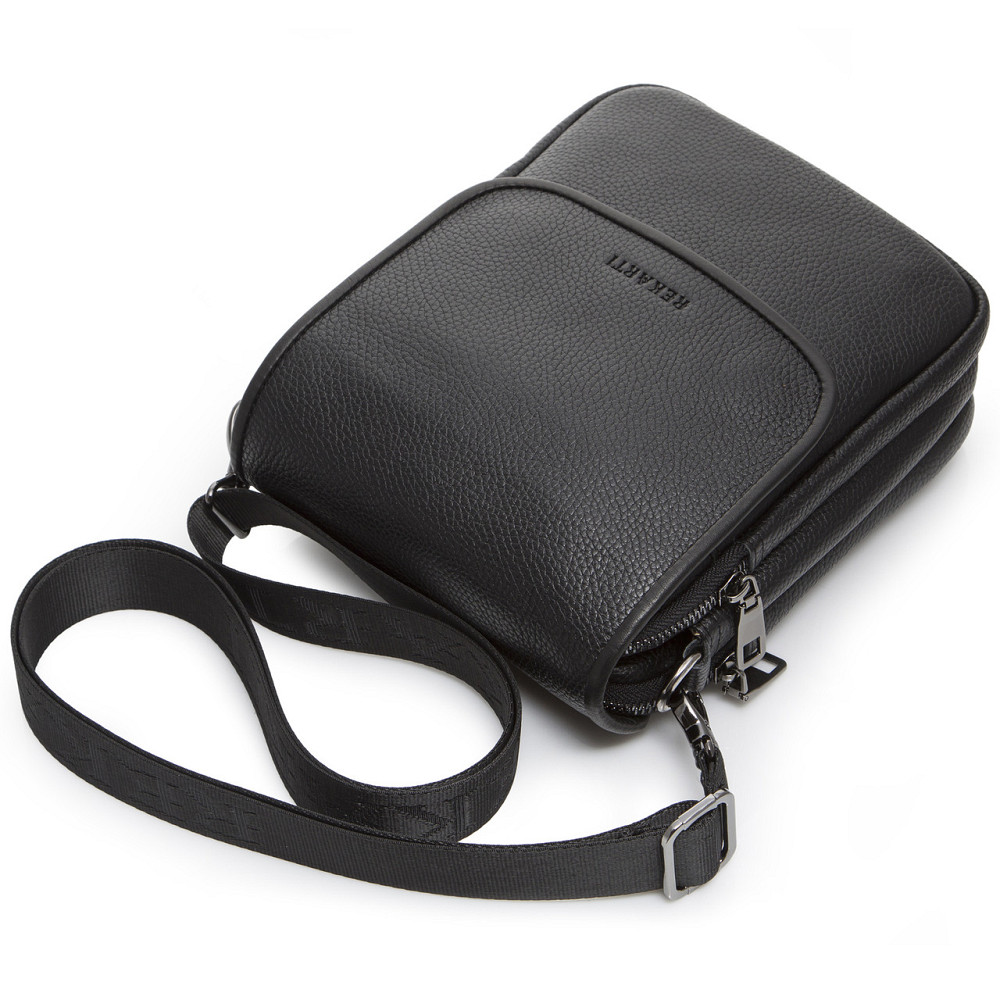 Чорна шкіряна чоловіча сумка через плече Tiding Bag Київ - фото 5