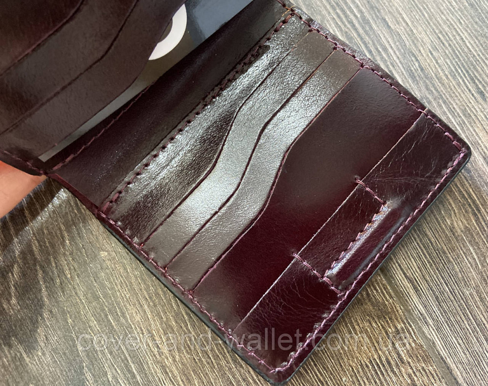 Компактний жіночий гаманець бордового кольору з італійської шкіри Grande Pelle Lettera Київ - фото 7