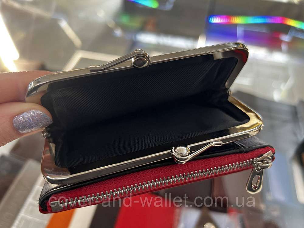 Небольшой женский кожаный кошелек в ретро стиле красно-черного цвета Helen Verde 6133 Киев - изображение 17