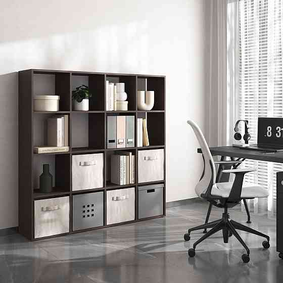 Стелаж VAYS M-14, книжкова полиця з 16 комірками, ЛДСП, 143×29×143 см - для дому, офісу, дитячої або вітальні Львів