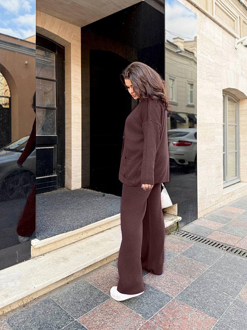 Женский базовый прогулочный костюм: кофта и штаны мелкая машинная вязка Одесса - изображение 2