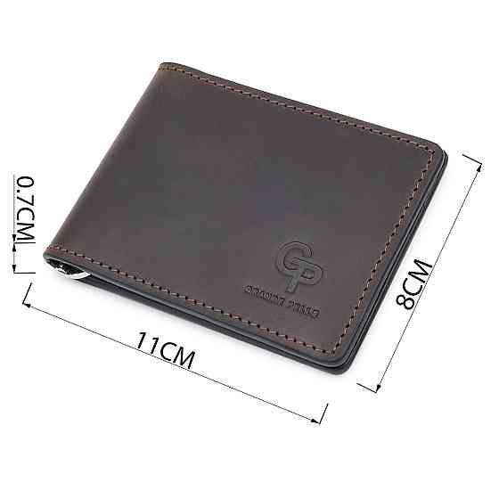 Шкіряний чоловічий затиск для грошей GRANDE PELLE 11543 Коричневий Київ