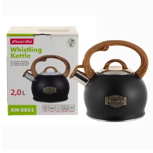 Чайник 2л нержавіюча сталь зі свистком з ручкою 