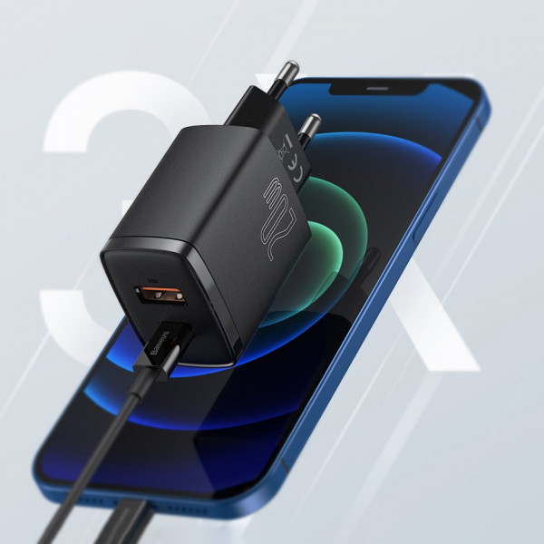 Зарядний пристрій 2xUSB 20W (USB-C+USB-A) Чорний Baseus (CCXJ-B01) Київ - фото 8