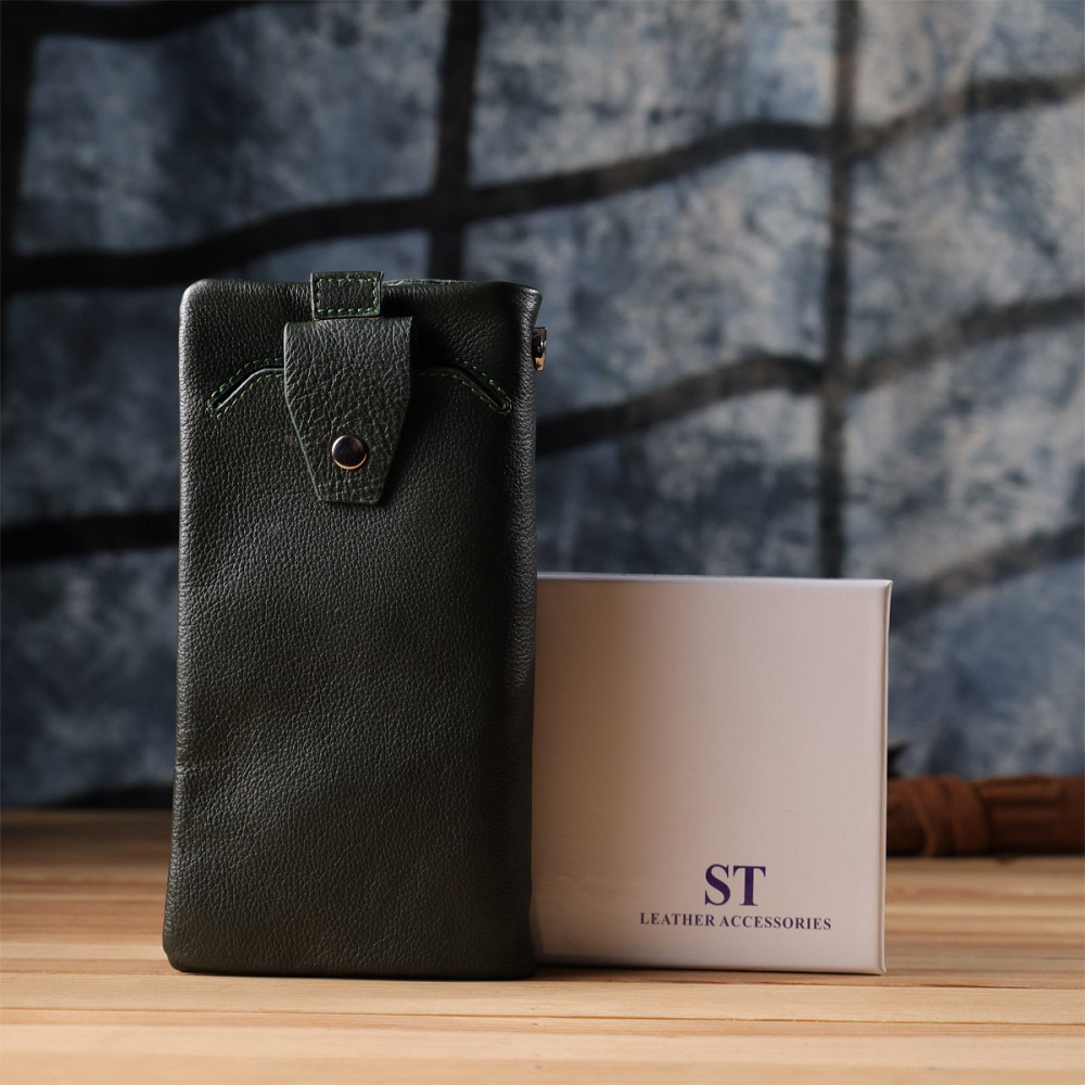 Стильный кошелек-клатч для женщин с отделением под телефон ST Leather 23103 Зеленый Киев - изображение 1