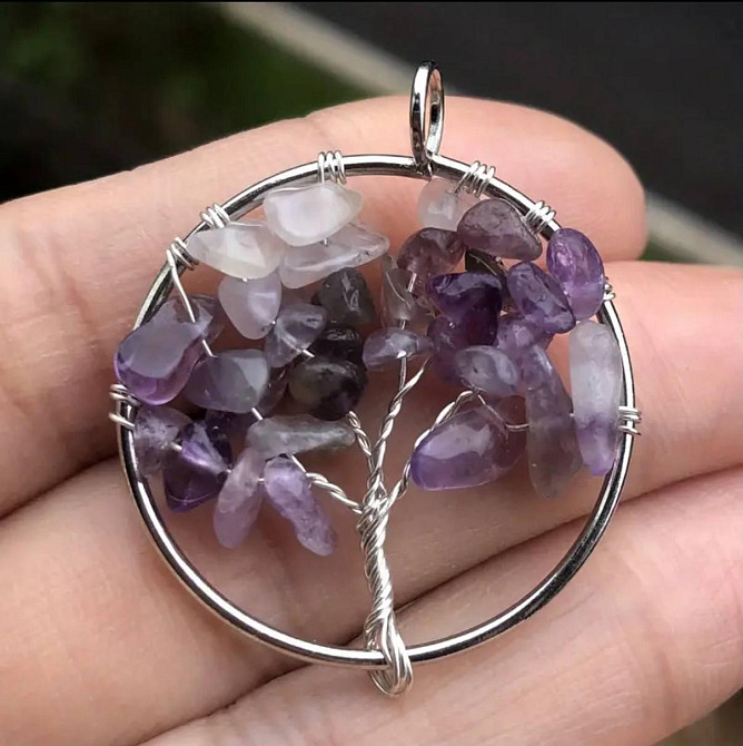 Кулон «Дерево життя» з аметистом – натуральний камінь, без ланцюжка Київ - фото 1