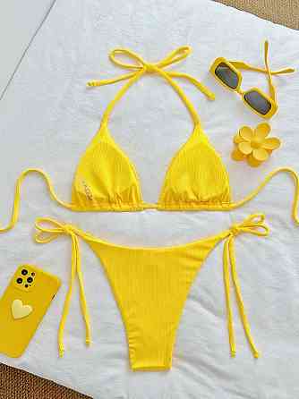 Купальник роздільний шторками на зав`язках М жовтий Київ