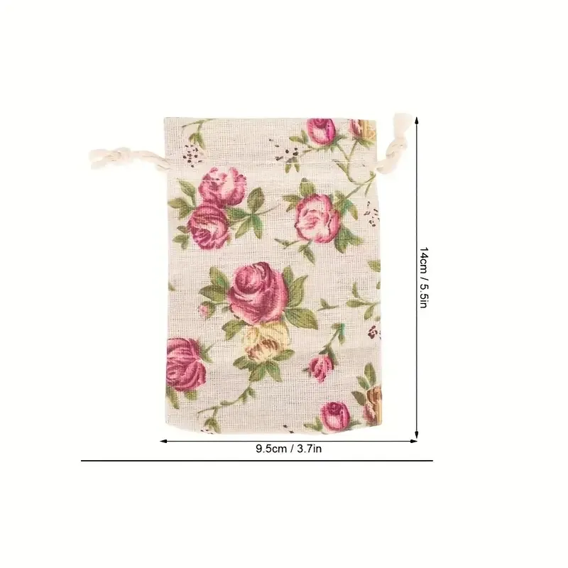 Льняной мешочек с цветочным принтом и шнурком – для украшений, подарков, трав, 1 шт Киев - изображение 7