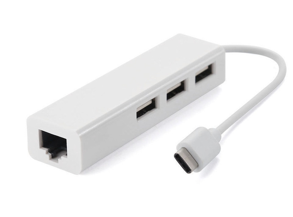 Хаб USB 2.0 Type-C -> 3xUSB 2.0 + RJ45 Fast Ethernet White Винница - изображение 4