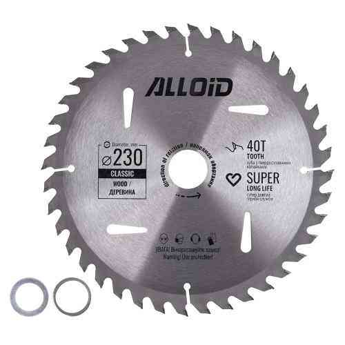 Диск пиляльний по дереву з твердосплавними напайками 230х30/25,4/22,2мм, 40 зубів Alloid Одеса