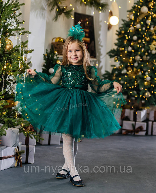 Зелене пишне плаття з рукавами Кривий Ріг - фото 1