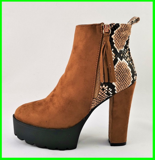 Жіночі Черевики Руді на Каблуку та Платформі Замшеві Модельні Ботильйони (розміри: 39) - 24 Дніпро - фото 10