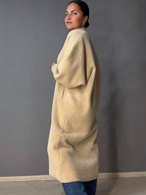 Кардиган жіночий Fancy Matinee 30740 ангора довгий з кишенями, бежевий, one size Київ - фото 3