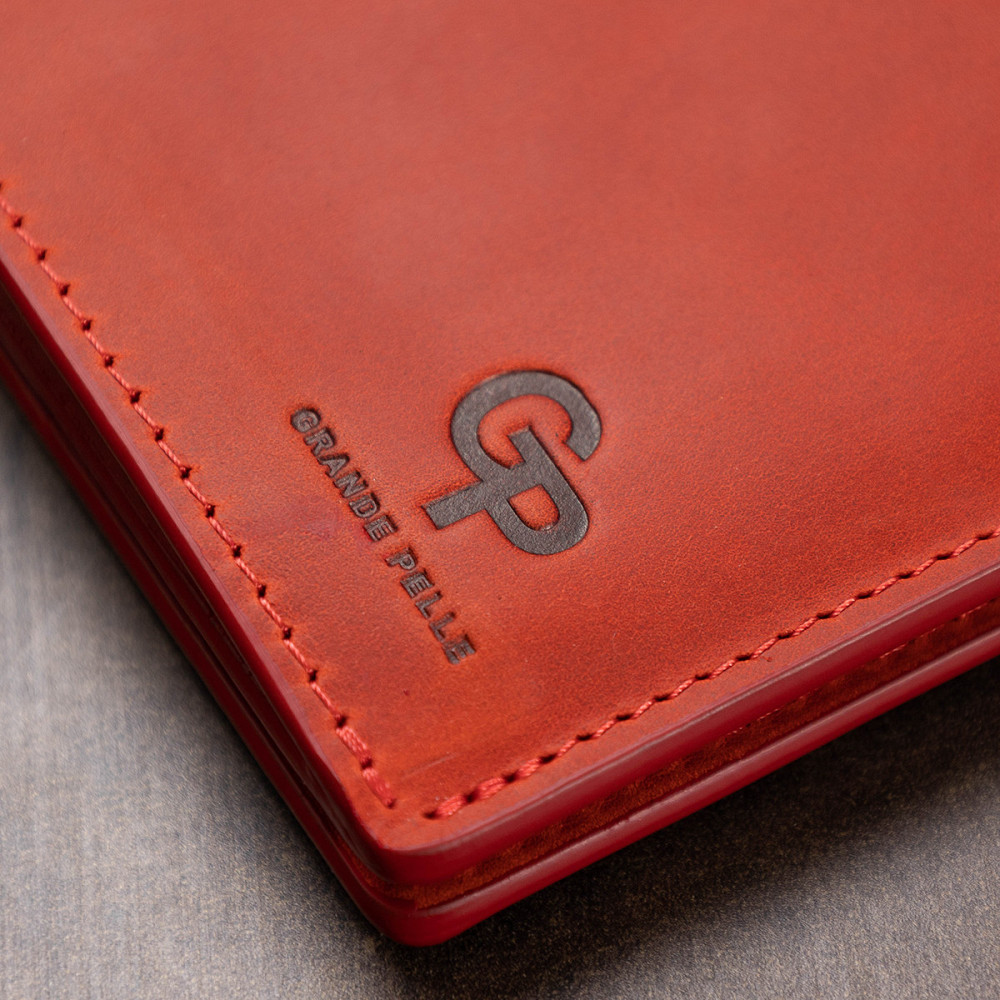 Шкіряне жіноче матове портмоне GRANDE PELLE 11512 Червоний Київ - фото 8