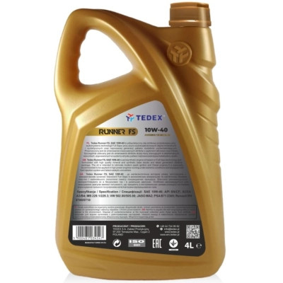 Моторна олива TEDEX RUNNER (FS) SN/SM/CF 10W40 4л Вінниця - фото 2