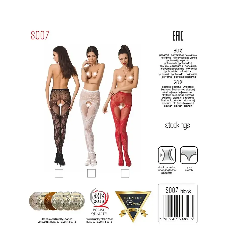 Еротичні колготки-бодістокінг Passion S007 black, гарні ажурні колготки з вирізом Львов - изображение 8