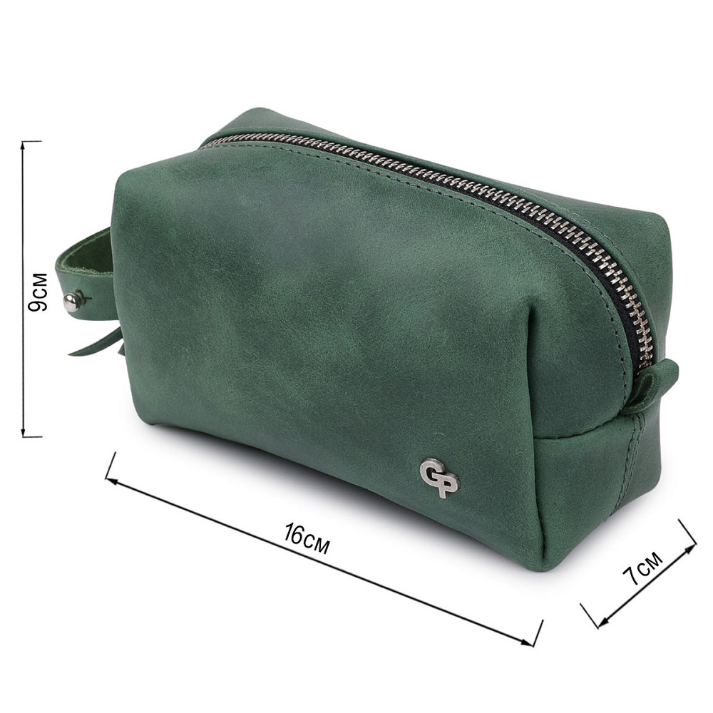 Кожаная косметичка унисекс GRANDE PELLE 11571 Зеленый Киев - изображение 8
