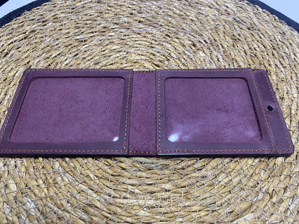 Шкіряна обкладинка на посвідчення ЧАЕС колір бордовий Київ - фото 4