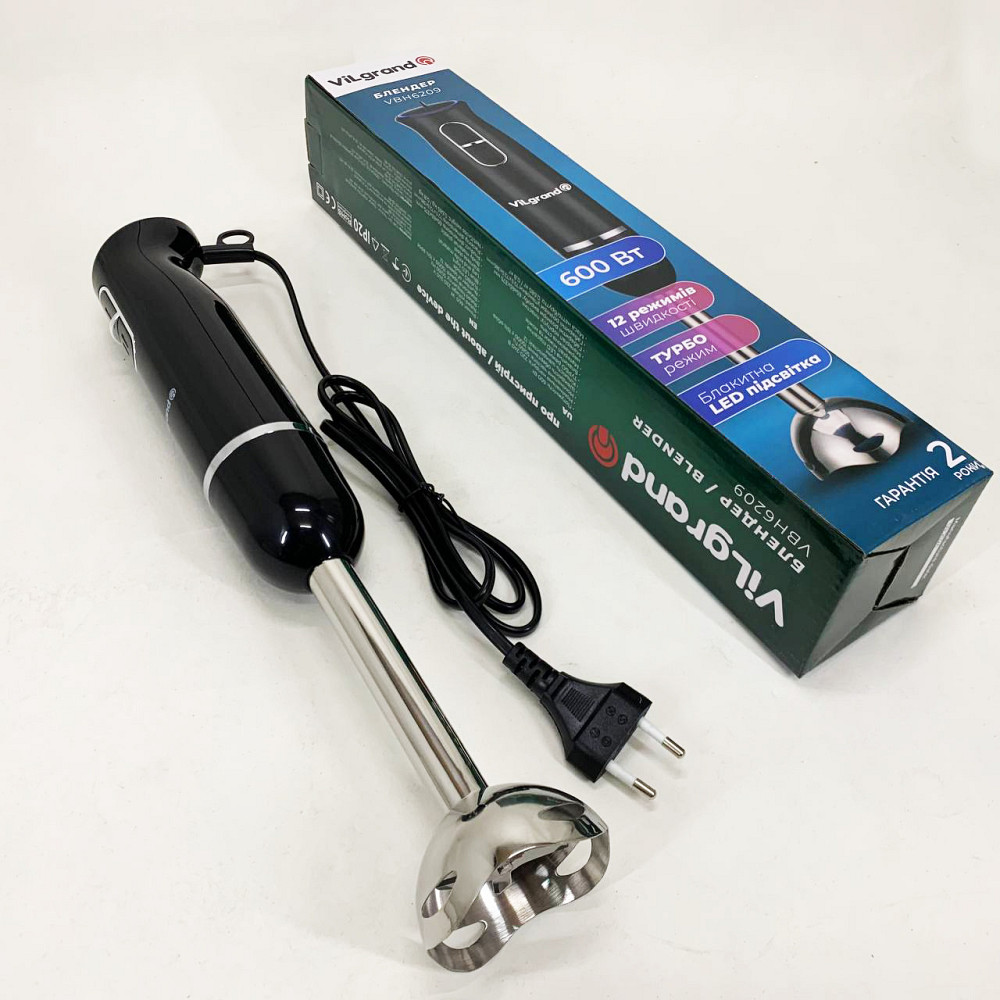 Блендер занурювальний красивий ViLgrand VBH6209 600 Вт, Смузі блендер мейкер Легкий для дому ZI-98 Івано-Франківськ - фото 3