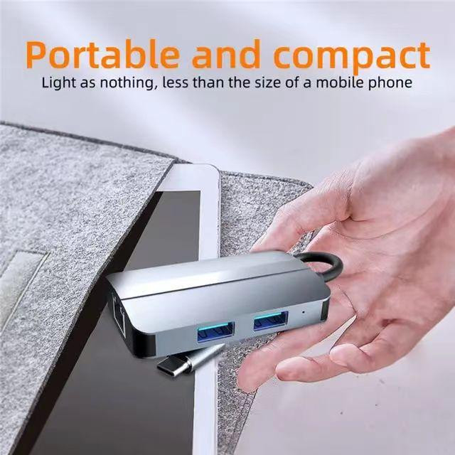 USB 3.0 Type-C адаптер RJ45 Ethernet LAN + хаб 2x USB 2.0/3.0, кардридер SD/TF универсальный Киев - изображение 3