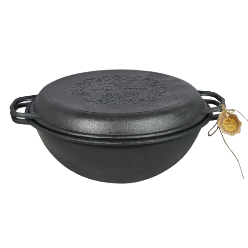 Казан "узбецький" чавунний 12л з кришкою-сковородою V12CP Майстерня Житомир